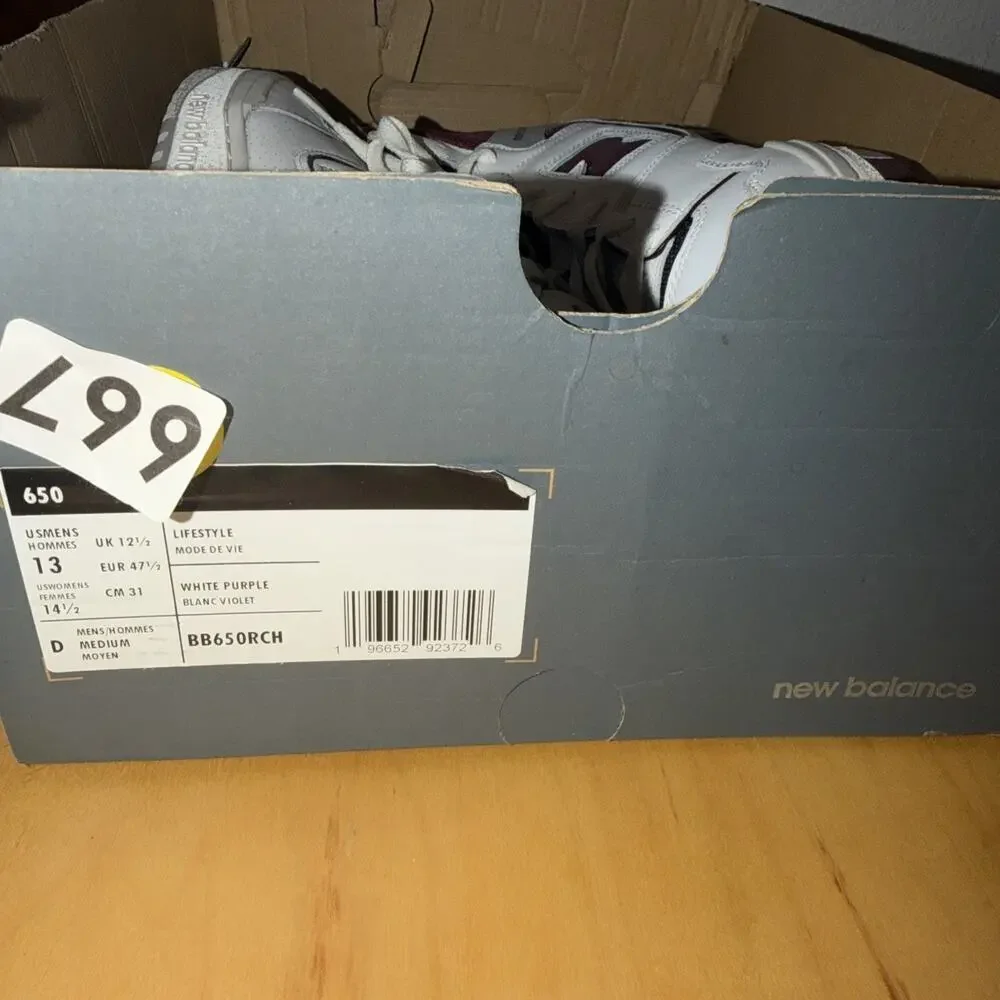 NEW BALANCE 650R MENS SIZE 13 WHITE BURGUNDY GRAY HIGH TOP COURT SNEAKER NEW